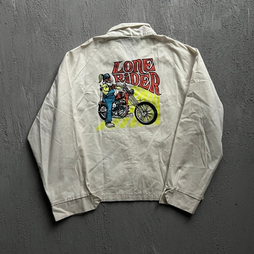 Vintage 4H Jacket Harrington Jacket Medium White 1970s Lone Rider Biker